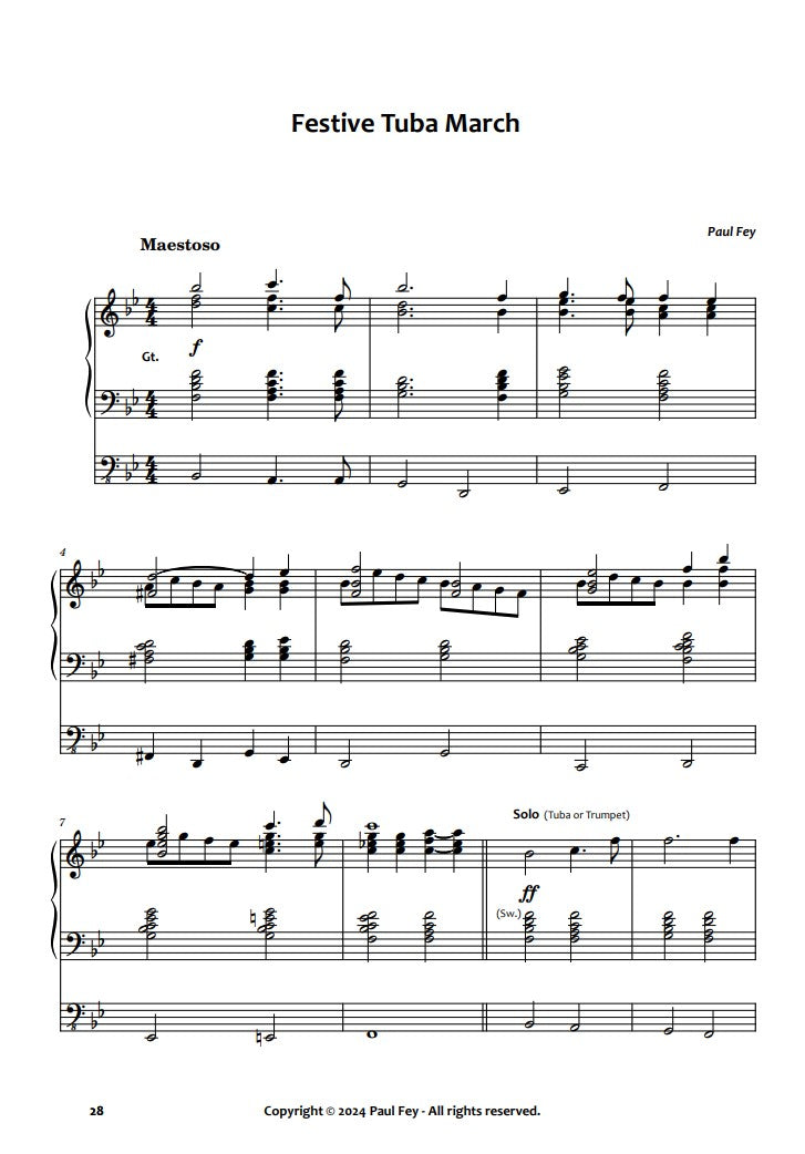 Festive Tuba March - Sheet Music for Organ